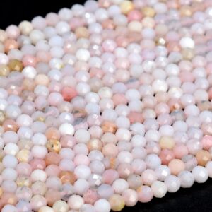 3mm Pink Opal Beads Peru Grade Aa Genuine Natural Gemstone Full Strand Faceted Round Loose Beads 15" Bulk Lot Options (107678-2504)