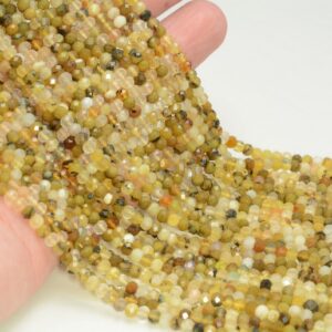 3x2MM Yellow Opal Gemstone Grade AAA Micro Faceted Rondelle Beads 15.5 inch Full Strand BULK LOT 1,2,6,12 and 50(80010001-A201)
