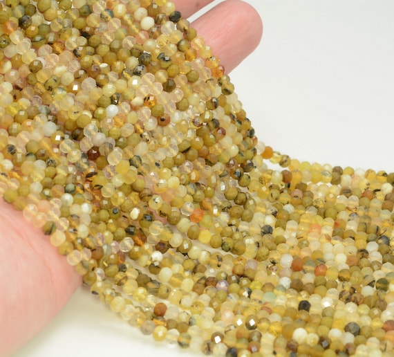 3x2mm Yellow Opal Gemstone Grade Aaa Micro Faceted Rondelle Beads 15.5 Inch Full Strand Bulk Lot 1,2,6,12 And 50(80010001-a201)