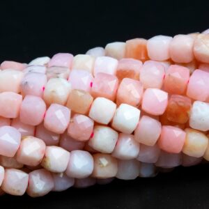 4-5mm Light Pink Opal Beads Faceted Cube Grade Aaa Genuine Natural Gemstone Loose Beads 15" / 7.5" Bulk Lot Options (111728)