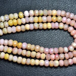 5 inches,Natural Very Finest Quality South American Peru Pink Opal Faceted Rondelle,Size is 6.50-7mm #225