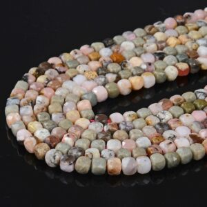 5mm Pink Opal Gemstone Grade A Micro Faceted Square Cube Loose Beads Bulk Lot 1,2,6,12 And 50 (p21)