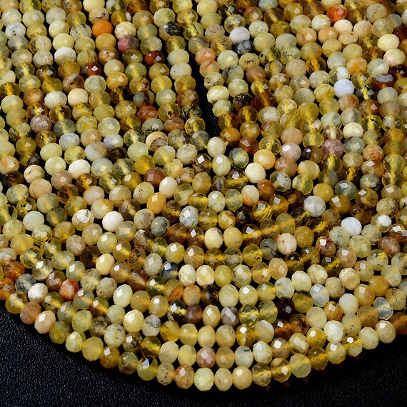 5x4mm Natural Yellow Opal Gemstone Grade A Micro Faceted Rondelle Loose Beads Bulk Lot 1,2,6,12 And 50 (p38)