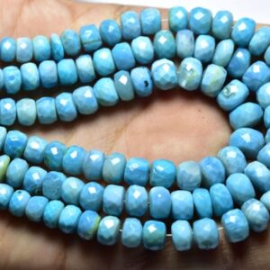 7.5 inches - Natural Beautiful Faceted Blue Opal Rondelle - Size is 7-9mm #1701