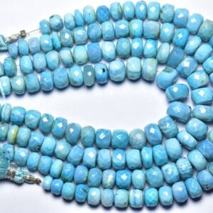8 inches - Natural Beautiful Faceted Blue Opal Rondelle - Size is 7-9mm #1673