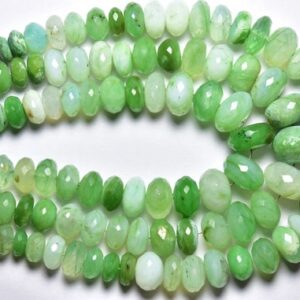 8 inches - Very Rare Natural Faceted Green Peruvian Opal Rondelle - Size is 7.5-11 mm #1667