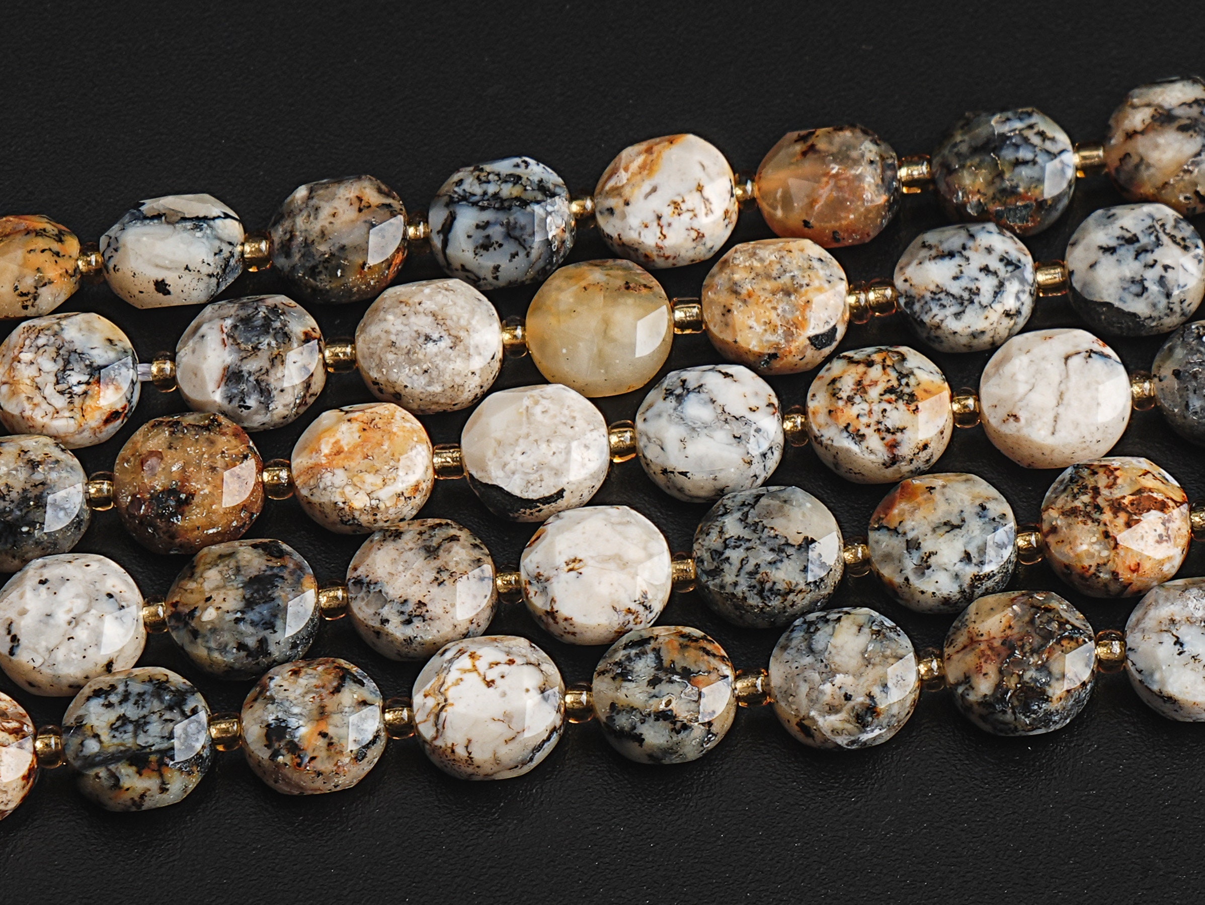 8mm Multicolor Dendritic Moss Opal Beads Grade Aa Genuine Natural Gemstone Faceted Coin Loose Beads 15"/7.5" Bulk Lot Options