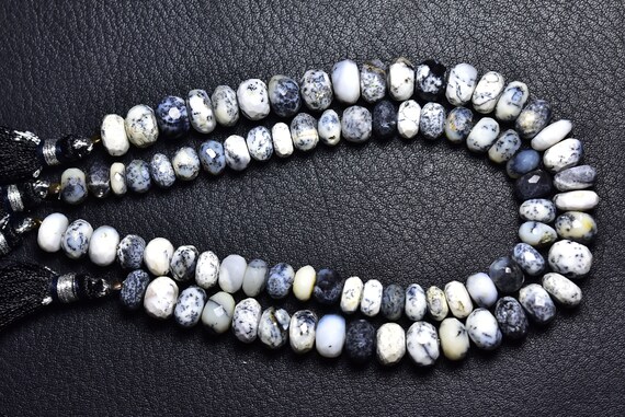 Dendritic Opal Rondelle Beads - 8 Inches - Natural Faceted Big Dendritic Opal Rondelle Beads - Size Is 8 Mm #565
