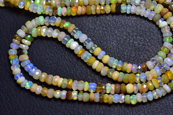 Disco Multi Ethiopian Opal Rondelle Beads -18 Inches - Natural Beautiful Faceted Ethiopian Opal Rondelles Strand- Size Is 5 Mm #676