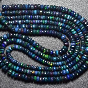 Ethiopian Opal Beads - 8.5 inches - Natural Faceted Black Ethiopian Opal Rondelle  - Size is 5 - 6 mm #214
