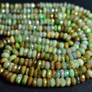 Ethiopian Opal Natural Beautiful Faceted Ethiopian Opal Rondelles - 12inches - Micro Cut Opal Shaded Beads - Size is 4.5-6.5 mm #1186