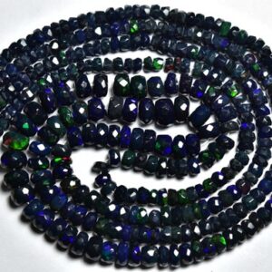 Ethiopian Opal Rondelle Beads - 18 inches,Super Quality Natural Black Ethiopian Opal Faceted Rondelles,Micro Cut Opal,Size is 4-6.50mm #1039