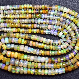 Ethiopian Opal Rondelle Beads - 14 inches - Natural Beautiful Ethiopian Opal Faceted Micro Cut Shaded Opal Rondelles - Size is 4-6mm #634