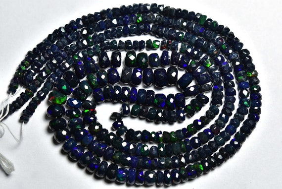 Ethiopian Opal Rondelle Beads - 18 Inches,super Quality Natural Black Ethiopian Opal Faceted Rondelles,micro Cut Opal,size Is 4-6.50mm #1039 Ethiopian Opal Rondelle Beads - 18 Inches,super Quality Natural Black Ethiopian Opal Faceted Rondelles,micro Cut Opal,size Is 4-6.50mm #1039