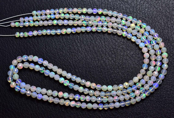 Ethiopian Opal Round Beads - 16 Inches - Natural Beautiful Ethiopian Opal Faceted Round Micro Cut Opal Round - Size Is 3.5 - 3.8 Mm #495