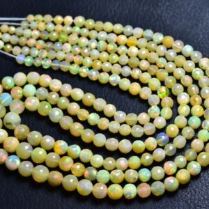 Ethiopian Opal Round Beads - Natural Super Quality Faceted Fire Play Ethiopian Opal Round Beads - Size is 4 - 7 mm #575