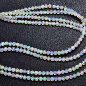 Ethiopian Opal Round Beads - 16 inches - Natural Beautiful Ethiopian Opal Faceted Round Micro Cut Opal Round -Size is 3 - 3.8 mm #505