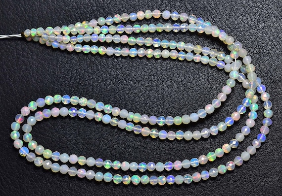 Ethiopian Opal Round Beads - 16 Inches - Natural Beautiful Ethiopian Opal Faceted Round Micro Cut Opal Round -size Is 3 - 3.8 Mm #505