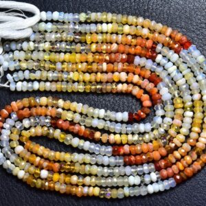 Mexican Opal Rondelle Beads - 13 Inches,Mexican Opal Faceted Rondelles,Fire Opal Micro Cut Beads, Size is 4 - 4.2 mm #41