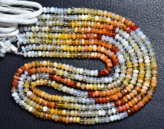 Mexican Opal Rondelle Beads - 13 Inches,mexican Opal Faceted Rondelles,fire Opal Micro Cut Beads, Size Is 4 - 4.2 Mm #41