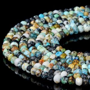 Natural Blue Opal Gemstone Grade A Micro Faceted Rondelle 4X3MM Loose Beads BULK LOT 1,2,6,12 and 50 (P89)