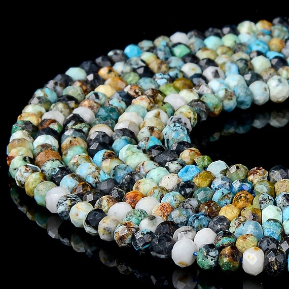Natural Blue Opal Gemstone Grade A Micro Faceted Rondelle 4x3mm Loose Beads Bulk Lot 1,2,6,12 And 50 (p89)