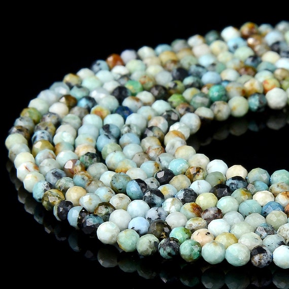 Natural Blue Opal Gemstone 2mm Micro Faceted Round Beads 15 Inch Full Strand Bulk Lot 1,2,6,12 And 50 (80018161-p93)