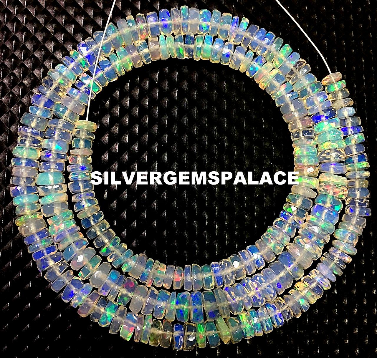 Natural Ethiopian Opal Beads,opal Faceted Tyre Cut Beads,great Fire Opal Beads,flashy Opal Gemstone Beads 4.5/5mm Opal Beads Strand Top.
