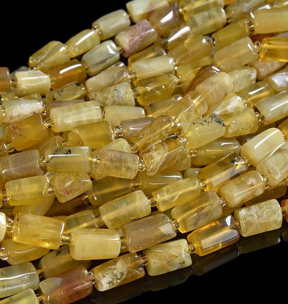 Natural Yellow Opal Gemstone Faceted Round Tube 12x8mm Loose Beads Bulk Lot 1,2,6,12 And 50 (d560)
