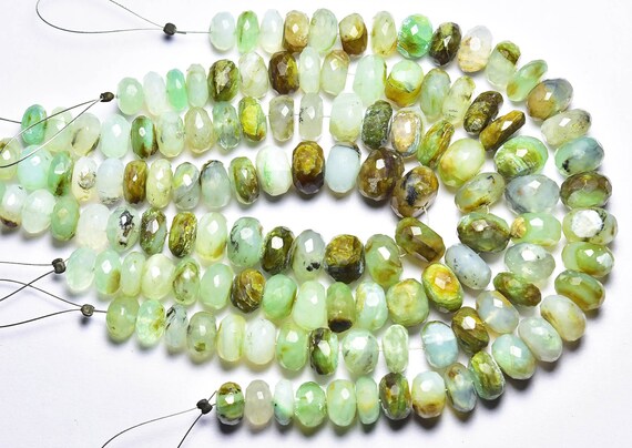 Rare Peru Opal Rondelle Beads - 8 Inches - Natural Beautiful Faceted Peru Opal Rondelle Size Is 8 - 10 Mm #2425