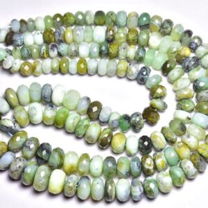 Rare Peruvian Blue Dendrite Opal Rondelle Beads - 8 inches - Big Natural Beautiful Faceted Peru Opal Rondelle,Size is 6- 9 mm #95