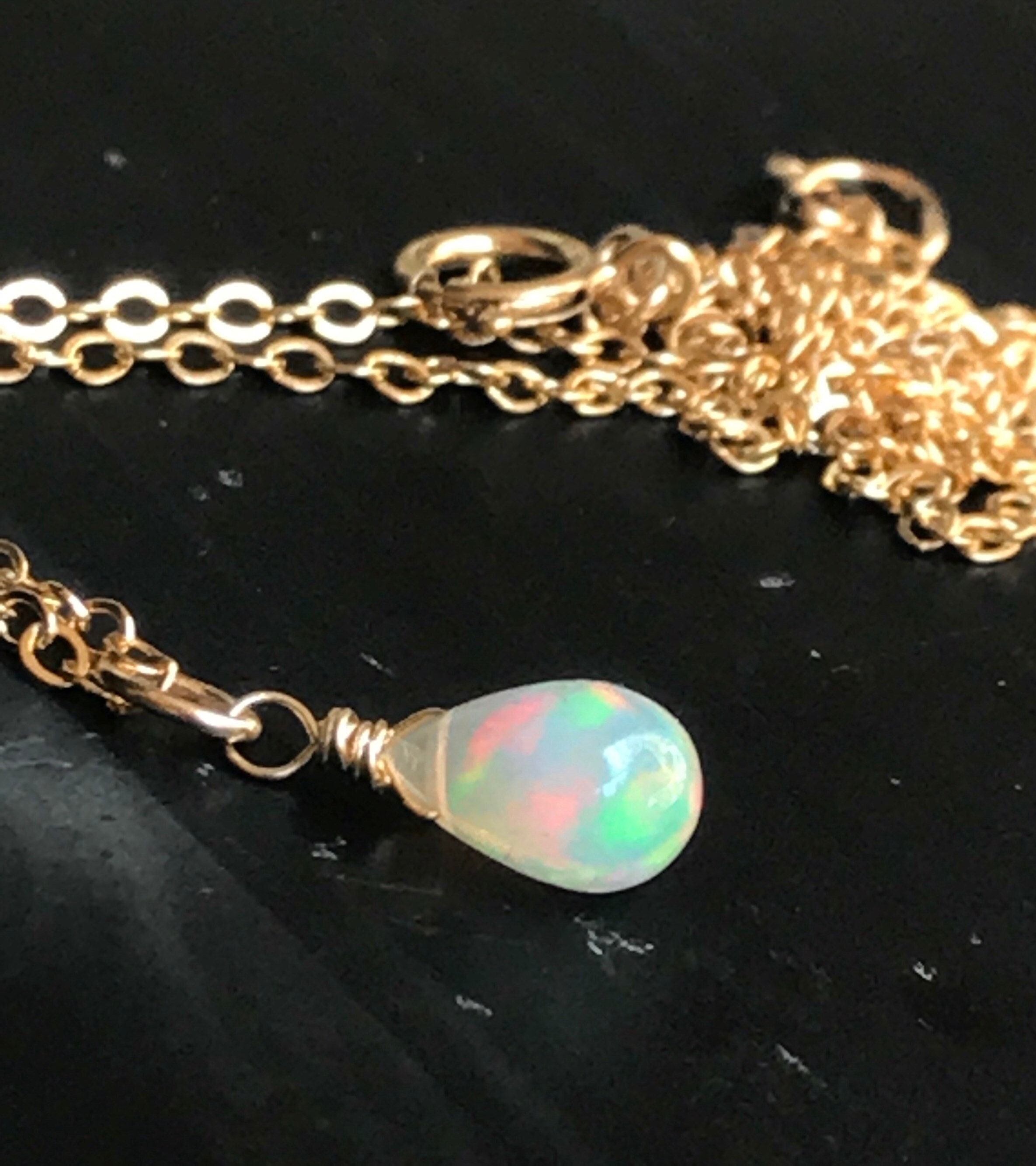 14k Gold Fill Ethiopian Opal Choker: October Birthstone Necklace