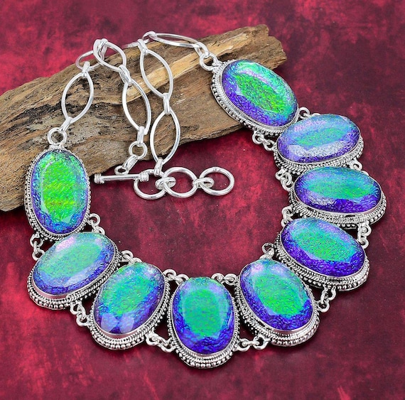 Blue Australian Opal Necklace, 925 Sterling Silver Jewelry, Gemstone Jewelry, Adjustable Chain Necklace Handmade Jewelry For Birthday Gifts Blue Australian Opal Necklace, 925 Sterling Silver Jewelry, Gemstone Jewelry, Adjustable Chain Necklace Handmade Jewelry For Birthday Gifts