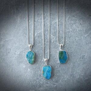 Blue Peruvian Opal Necklace Sterling Silver • Genuine Natural Opal • Raw Crystal Necklace October Birthstone • Gift for Crystal Lover