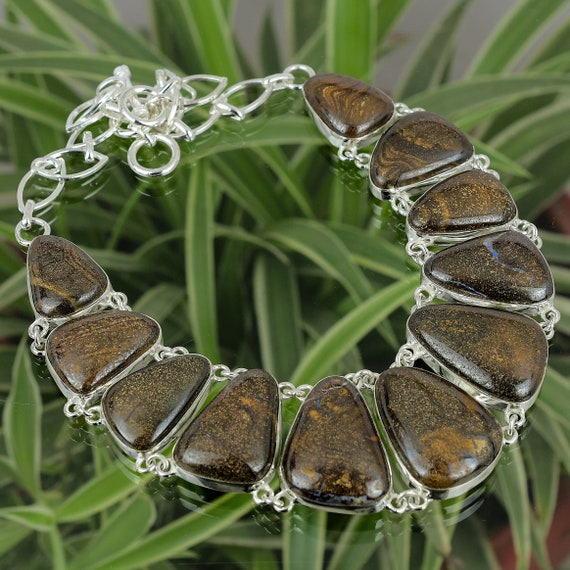 Boulder Opal Necklace: Handmade 925 Sterling Silver Adjustable Chain