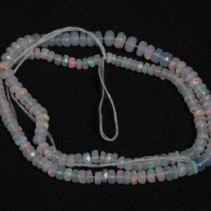 Ethiopian Opal Sterling Silver Bead Strand: Faceted Gemstone Necklace, October Birthstone