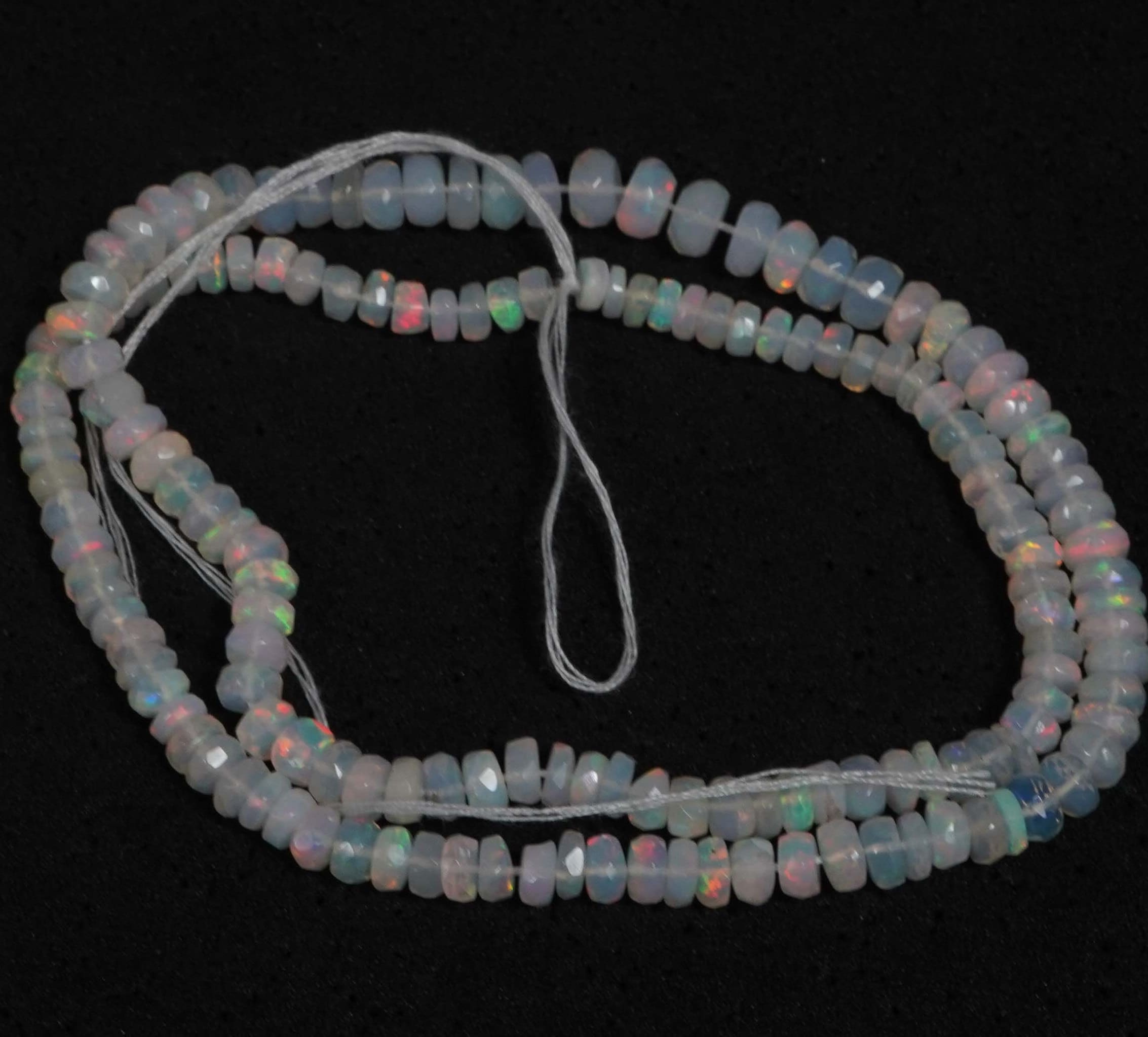 Ethiopian Opal Sterling Silver Bead Strand: Faceted Gemstone Necklace, October Birthstone