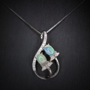 Genuine Ethiopian Fire Opal Necklace - Sterling Silver Leaf Dainty Opal October Birthstone Necklace #433
