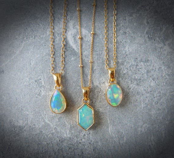 Genuine Ethiopian Fire Opal Necklace Gold • Natural Ethiopian Opal Jewelry • October Birthstone Jewelry • Gold Gemstone Jewelry • Welo Opal