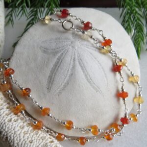 Hand Crafted Sterling Silver Fire Opal Rosary Necklace