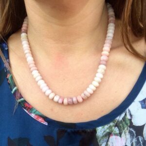 Handmade Ombré Pink Opal Necklace: Sterling Silver Clasp, 18 Inch