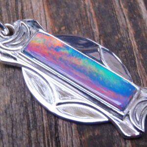 Handmade Sterling Silver Aurora Opal Crescent Moon Necklace