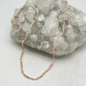 Petite Faceted Pink Opal Beaded Necklace-18-20"
