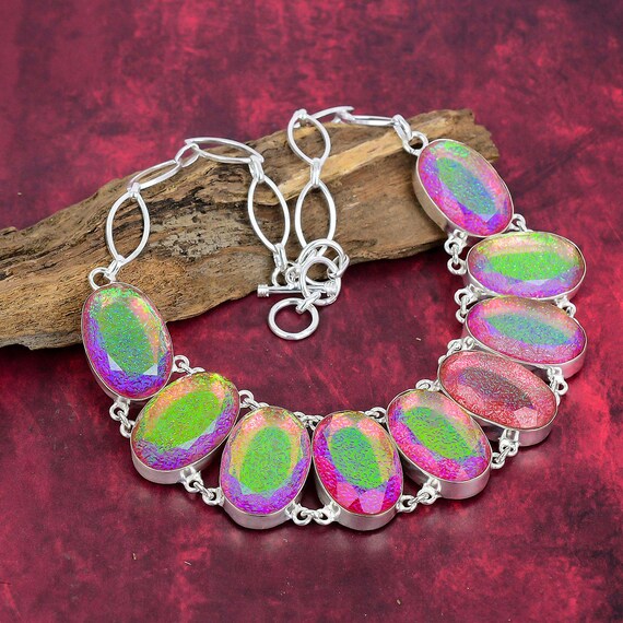 Pink Australian Opal Gemstone Handmade 925 Sterling Silver Jewelry Necklace, Silver Necklace, Perfect For Special Event, Bohemian Jewelry