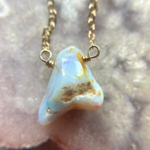 Raw Australian Opal Necklace: 14kt Gold Filled Chain, October Birthstone