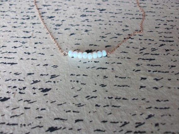 Opal Necklace Sterling Silver Or Gold Filled • Opal Beaded Bar • October Birthstone • Rose Gold Filled • Custom Opal Necklace • Layering