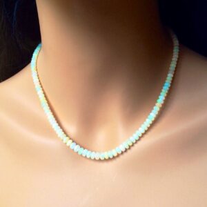 Welo Fire Opal Necklace: Sterling Silver Beaded Gemstone, October Birthstone