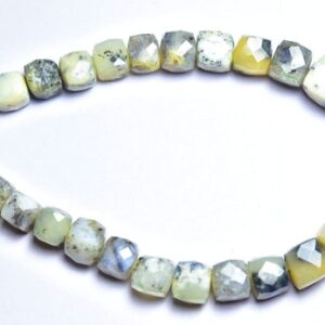 7.50 inches,Natural Dentrite Opal Faceted Box Shape Briolettes,Cubes,Size is 7-8mm #75 7.50 inches,Natural Dentrite Opal Faceted Box Shape Briolettes,Cubes,Size is 7-8mm #75