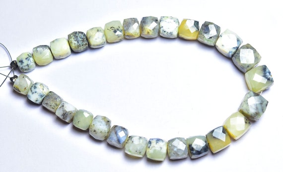 7.50 Inches,natural Dentrite Opal Faceted Box Shape Briolettes,cubes,size Is 7-8mm #75