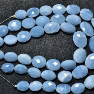 7.50 inches,Natural Blue Opal Faceted Oval Shape Briolettes,Soft Light Blue Natural Opal Finest Quality,Size is 10-13mm #261 7.50 inches,Natural Blue Opal Faceted Oval Shape Briolettes,Soft Light Blue Natural Opal Finest Quality,Size is 10-13mm #261
